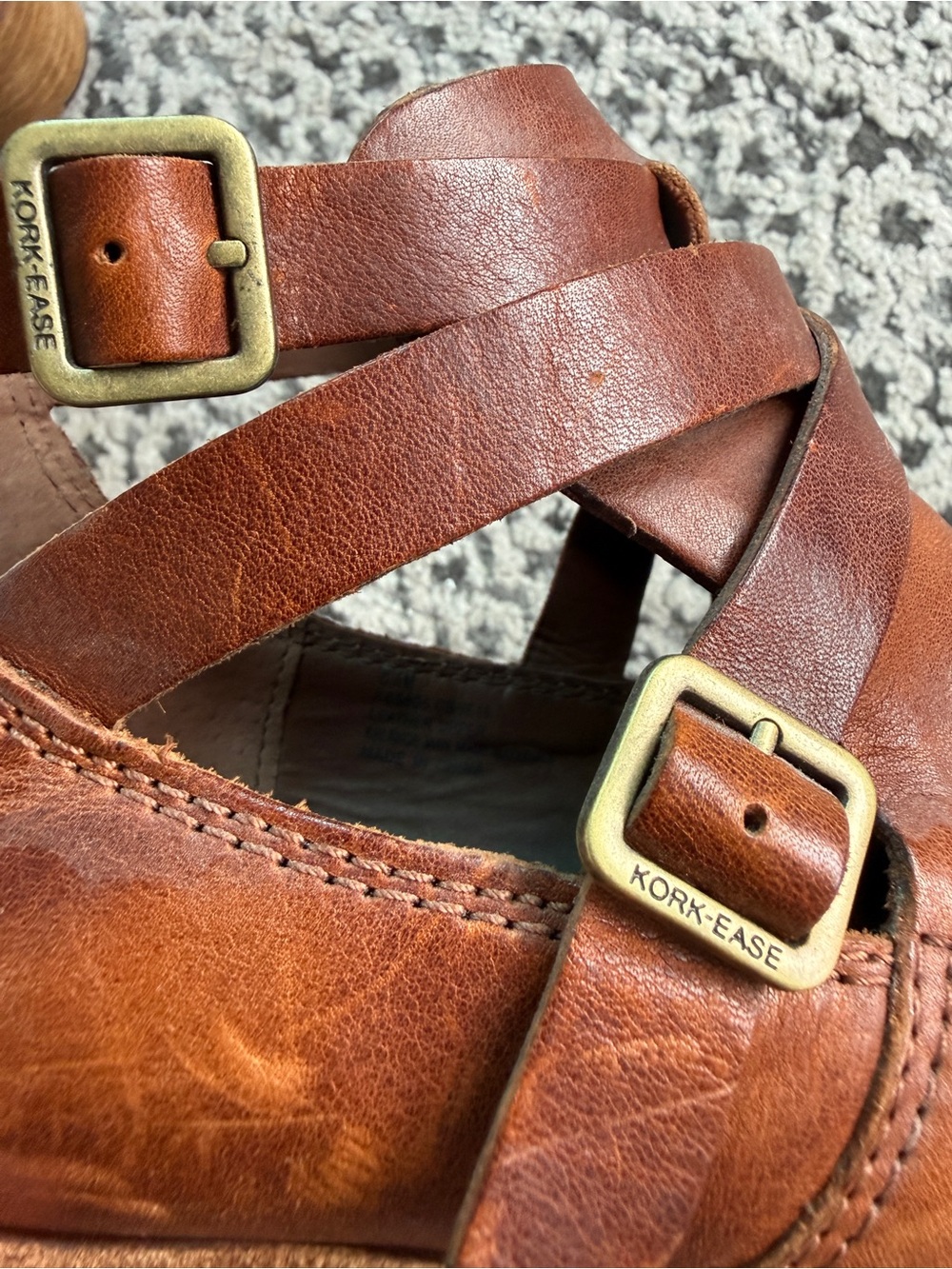 KORK-EASE | Women's Brown Leather Cutout Ankle Boots - Classic Buckle Heels - Picture 8 of 8
